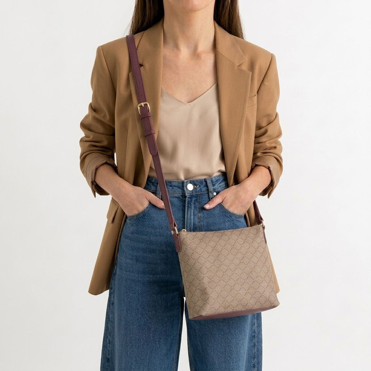 Carpisa Hrvatska â€“ Diana Fall - Women's Shoulder Bag â€“ Taupe/Wine â€“ BSD55204546 â€“ Image 4