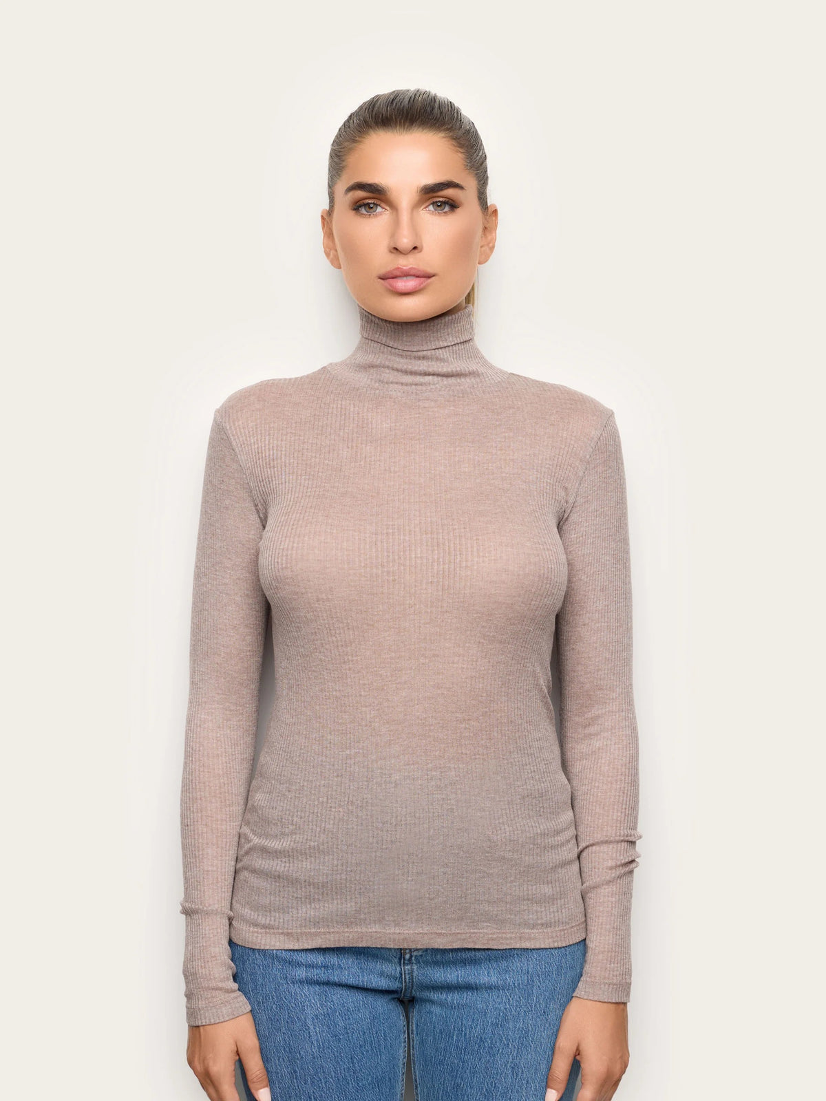 Light Cashmere Rib - Long-sleeve high neck T-shirt