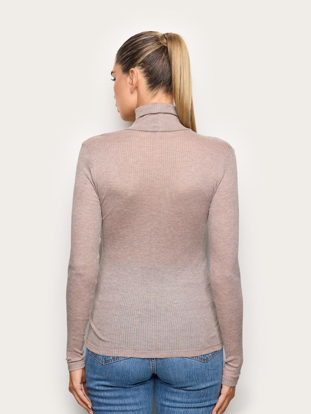 Light Cashmere Rib - Long-sleeve high neck T-shirt