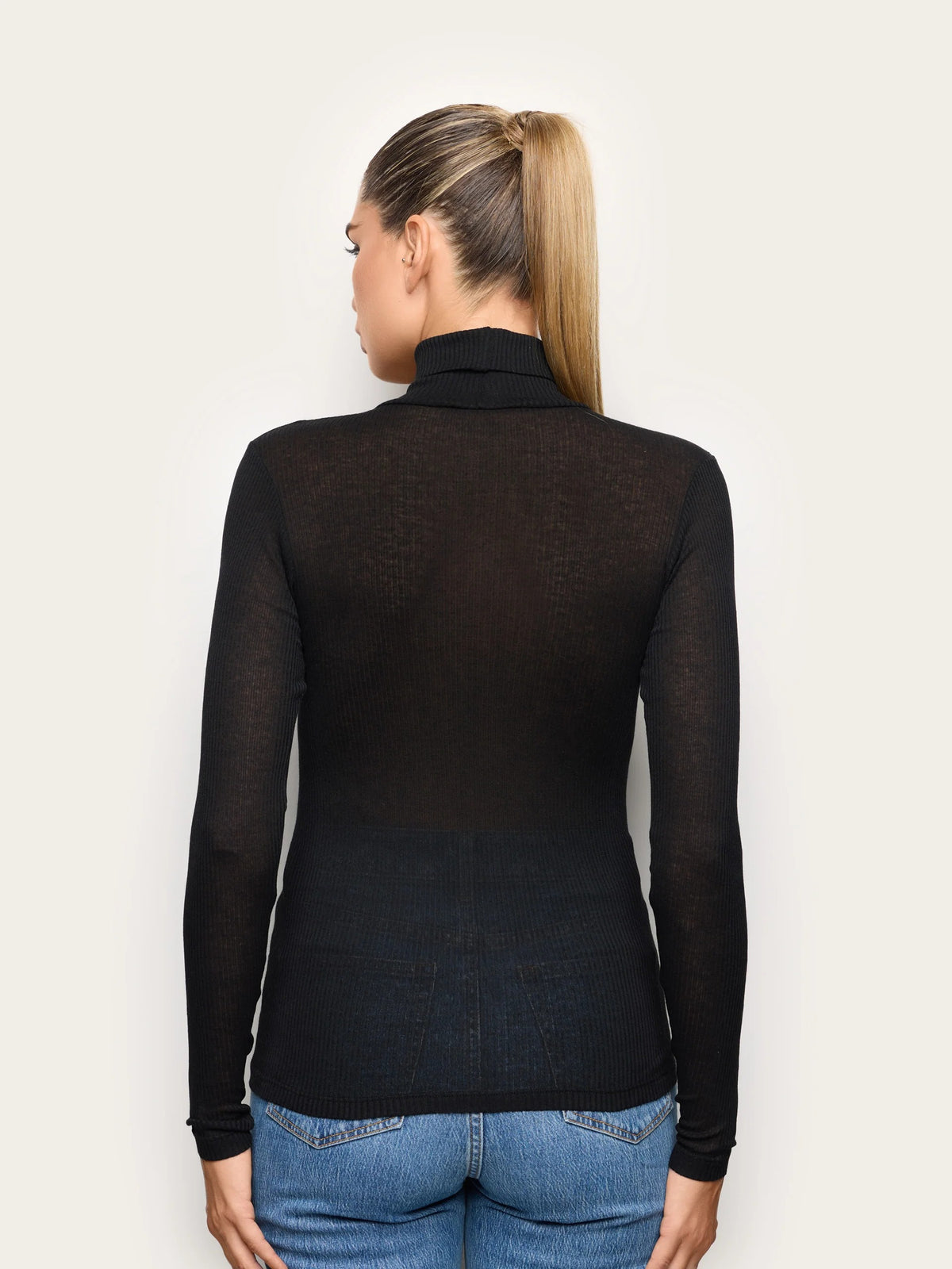Light Cashmere Rib - Long-sleeve high neck T-shirt